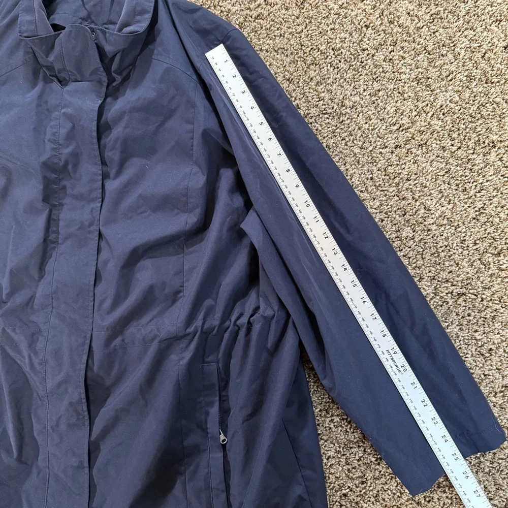 Lands End Navy Long Jacket Women’s XL American Airlines Oeko-Tex Lined Zip *Read
